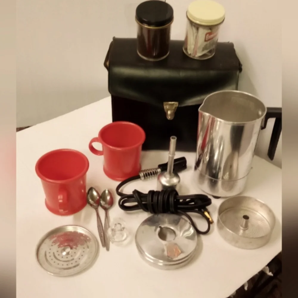 Empire Coffee Pot Travel Kit Electric Aluminum Vintage